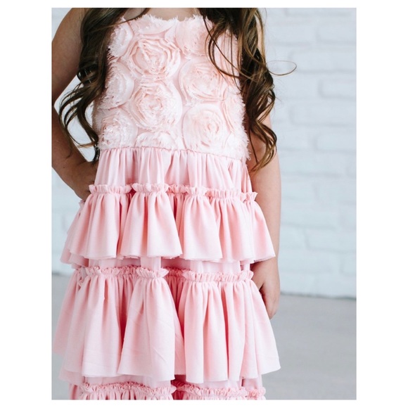 COPY - SALE - NWOT Gorgeous Girls Dress Ruffles & Rosettes Size 4 | Girls Maxi - Picture 2 of 4